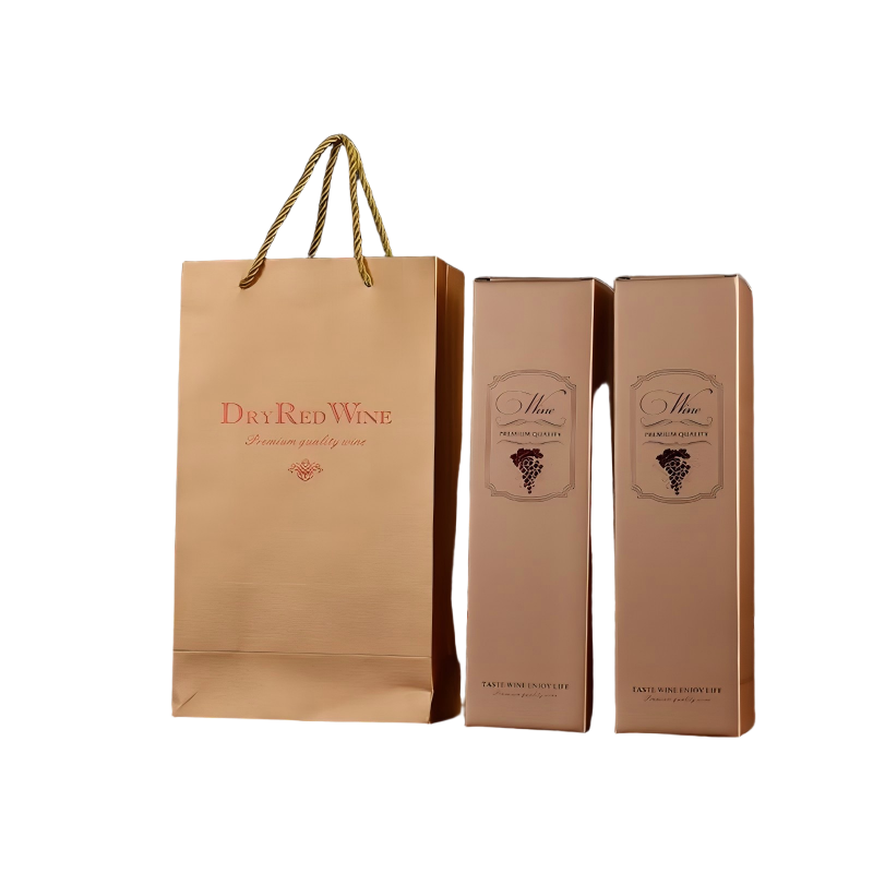 Single Wine Bottle Gift Shopping Kraft Paper Bag Recyclable Champagne Paper Bag With Handle Durable - Image 3